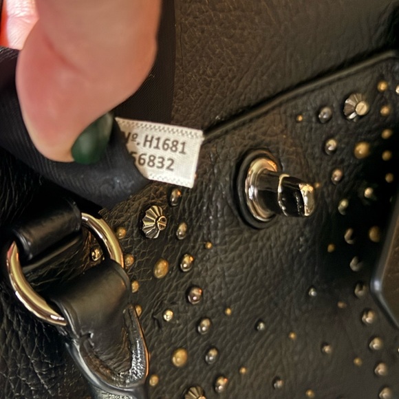 Coach Mercer 30 Bag with Bandana Rivets Black Pebbled Leather Crossbody Strap - Picture 15 of 15